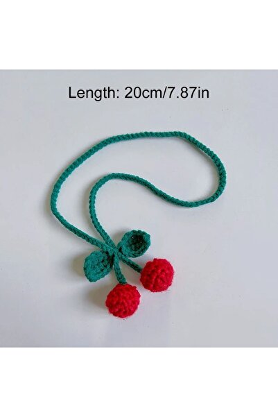 afralya home 2'li amigurumi kirazlı perde aksesuarı, çok amaçlı örgü perde süsü, ay çiçeği el emeği çanta süsü