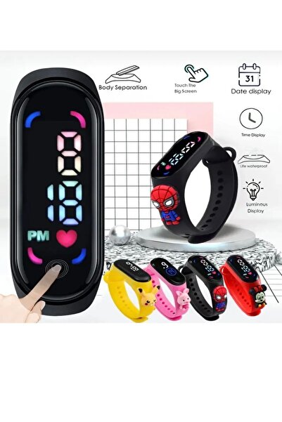 hopsende dijital dokunmatik su geçirmez led ekran figürlü çocuk saati