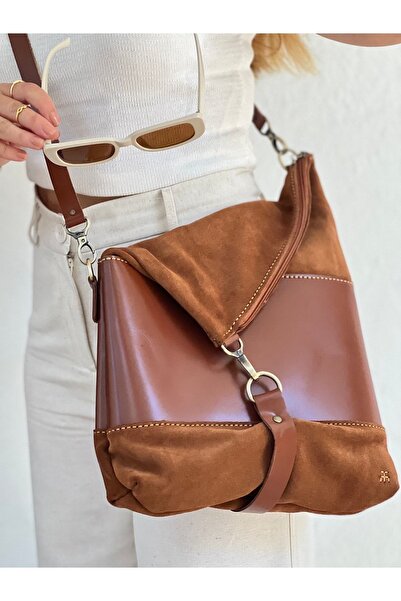 Tuvita Collection Bodrum %100 Gerçek Deri Ve Süet Deri El Yapımı Kadın Taba P...