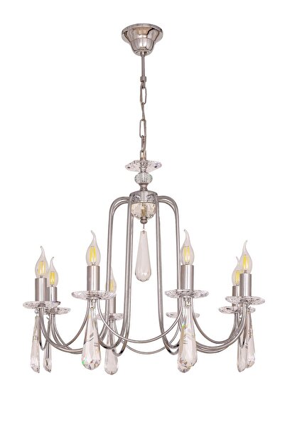 Avize çarşısı Kontes Krom Renkli, Taşlı, 8'li Sarkıt Avize, Bs.0740-51-08