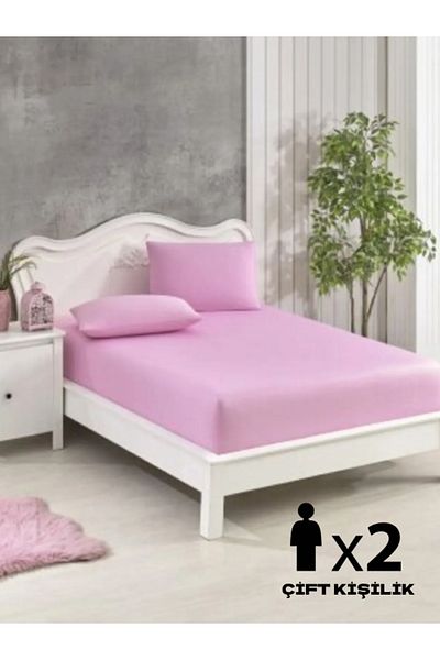 Suvida Cotton Double Elastic Sheet Set - Soft Colors, Padded, 3-Piece