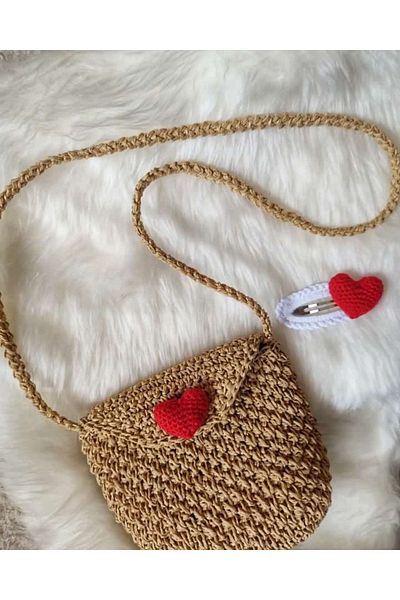 AFRALYAHOME Knitted children's bag, straw children's bag,
