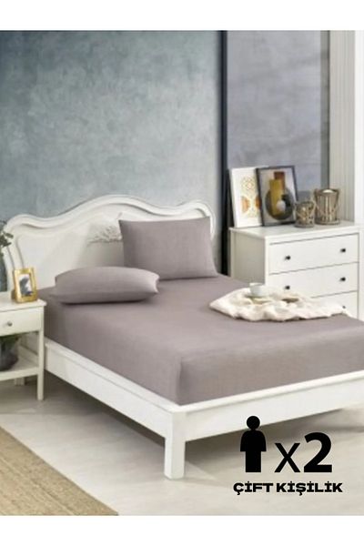 Suvida Cotton Double Elastic Sheet Set - Soft Colors, Padded, 3-Piece
