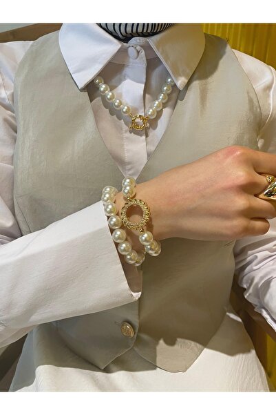 BEYBACO KİLİT SİSTEMLİ İNCİ KOLYE VE ÇEYREK ALTIN UYUMLU GÜNEŞ MODEL İNCİ BİL...