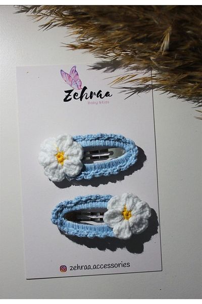 Zehra Aksesuar Cataramă pentru copii din tricot albastru margaretă
