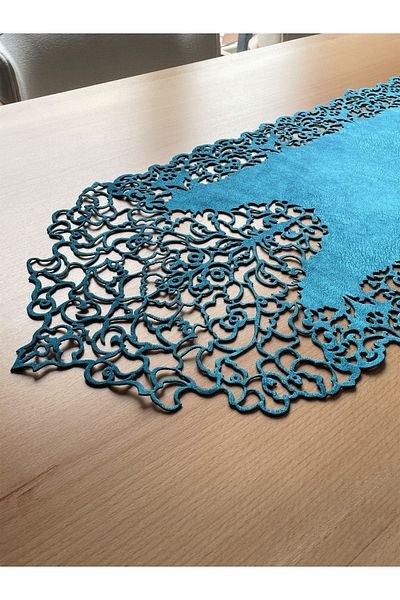 Ergüven Home Μπλε Suede Ύφασμα Λεπτής κοπής Runner Μέγεθος Τραπεζιού 40x140cm