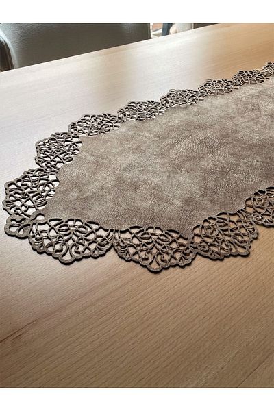 Ergüven Home Milky Brown Suede Fabric Runner 40x140 cm Μήκος τραπεζιού - Μοντέρνο Σχέδιο