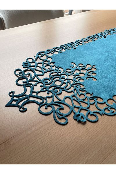Ergüven Home Runner Tesatura De piele intoarsa albastra 40x140 Cm Lungime Masa - Design Modern