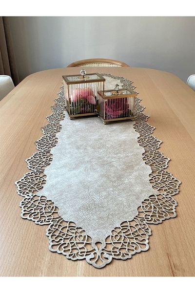 Ergüven Home Μπεζ (ΣΚΟΥΡΟ ΚΡΕΜ) Suede Fabric Runner Μέγεθος Τραπεζιού 40x140cm