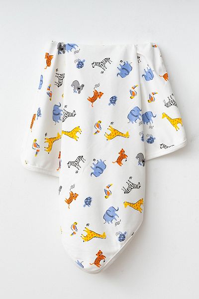 yukobaby bebeğiniz için en doğalı Safari Patterned Natural Cotton 80x90 cm Single Layer Baby Blanket