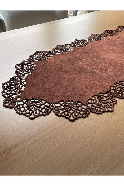 Ergüven Home Пътека от велур, червено-кафява, 40x140 см, размер за маса - модерен дизайн