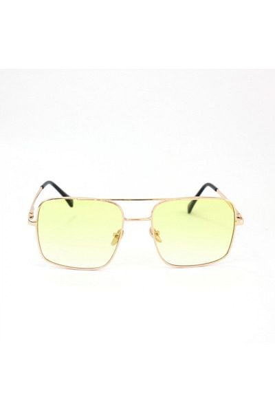 Makro Optik Yellow Gradient Unisex Sunglasses with Gold Metal Frame