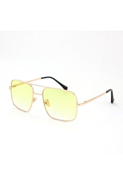 Makro Optik Yellow Gradient Unisex Sunglasses with Gold Metal Frame