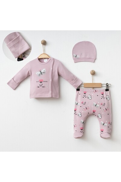 Rise Raba 0-3 Months Baby Girl Cotton Long Sleeve Seasonal Hat Set