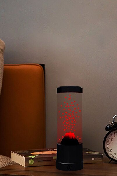 Gampus Dekoratif Lava Gece Lambası Yanardağ Şekilli Lav Lamba Kırmızı Renk La...