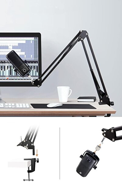 Gampus Profesyonel Masa Üstü Mikrofon, Tablet, Telefon Tutucu Sağlam Demir St...