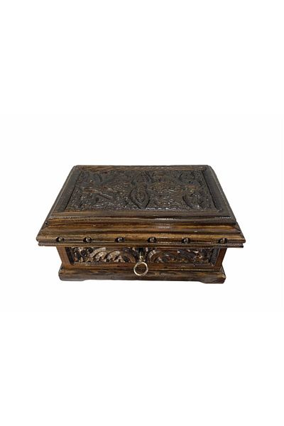 Hera Hediyelik Hand Carved Wooden Walnut Box