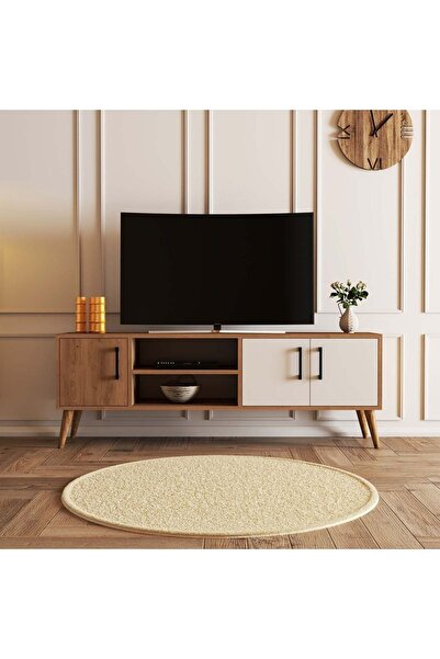 Mezza 1584 Exxen 150 CM (AHŞAP AYAKLI) Tv Ünitesi Sepet - Beyaz