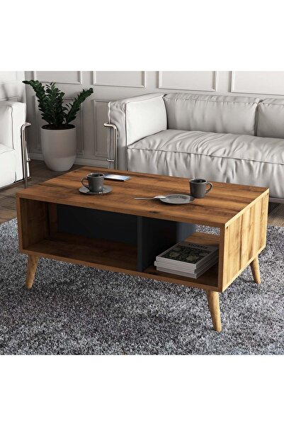 Mezza 2070 Exxen (AHŞAP AYAKLI) Orta Sehpa Hat - Antrasit