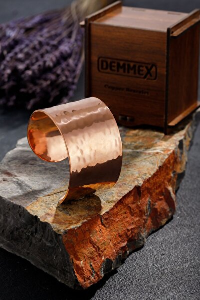 Demmex 1mm Kalın Saf Bakır Bileklik Saf Bakır Bilezik Kelepçe El Yapımı, Unis...