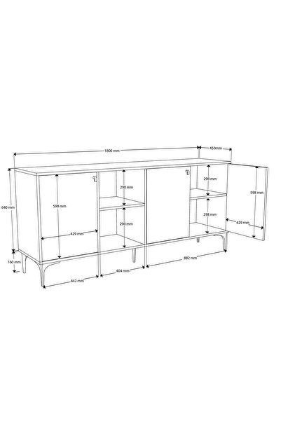 Mezza 1682 Vısıon Konsol 180 Cm Hat - Kaplan - Antrasit