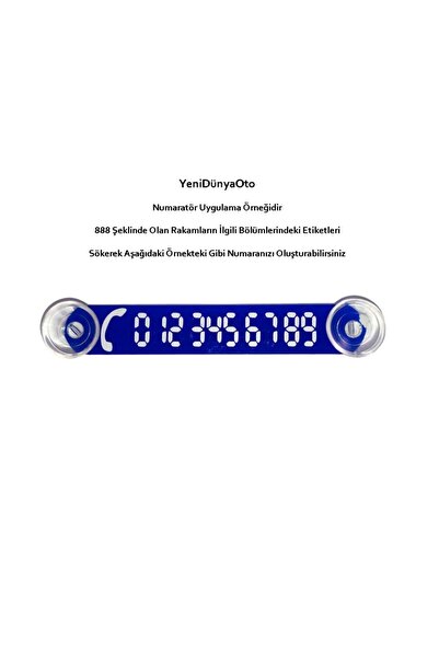 YeniDünyaOto Araç Park Telefon Numaratörü Tel No Gösterici Numaratik Mavi-beyaz Ydnmr012