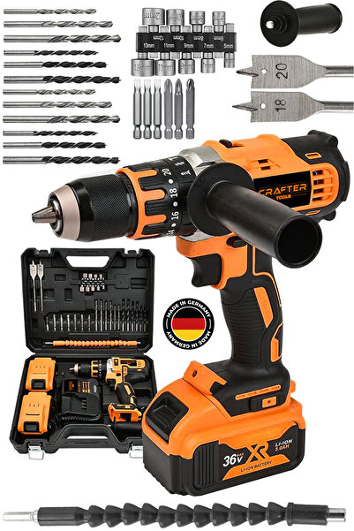 CRAFTERTOOLS 36V 5Ah Çift Bataryalı Çelik Mandren Darbeli Şarjlı Matkap Akülü...