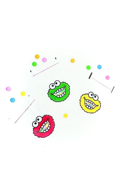 Elizada Monster Patterned Transparent Tape Bag - 10x15 Cm, 50 Pieces