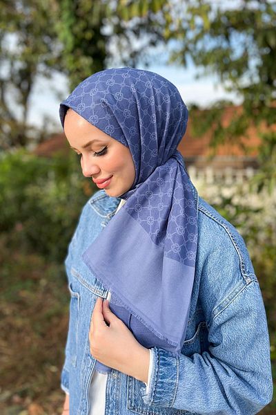 Aker Şal Elegance Monogram -1090100-922 - Albastru