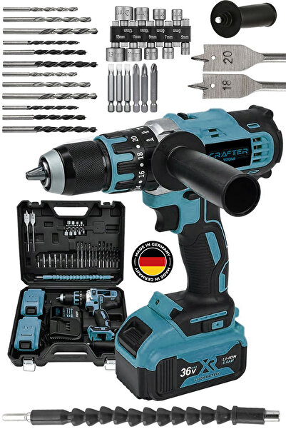 CRAFTERTOOLS 36V 5Ah Çift Bataryalı Çelik Mandren Darbeli Şarjlı Matkap Akülü...