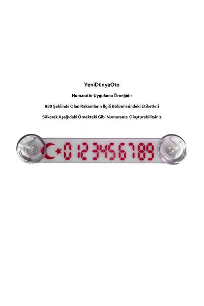 YeniDünyaOto Araç Park Telefon Numaratörü Tel No Gösterici Numaratik Beyaz-kırmızı Ydnmr013