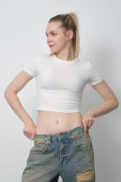 mdb Crew Neck Short Sleeve Crop T-shirt