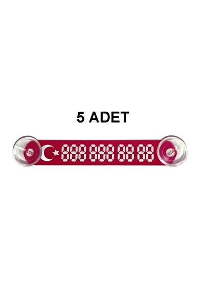 YeniDünyaOto Red-white Moon Star Car Parking Phone Number - 5 Pieces - Wire No Display Number Ydnmr511