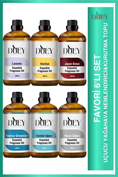 DUEY 6'lı Uçucu Yağ Buhurdanlık Yağı Difüzör Esansı Oda Kokusu Esansıhava Nem...