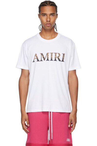 Amiri Alb tricou - Imprimeu leopard, croială normală