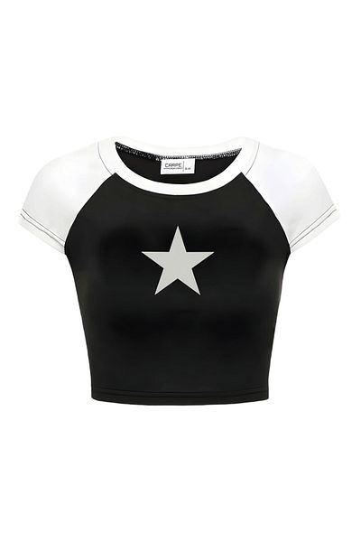 Carpe Black and White Tiny Star Crop Top