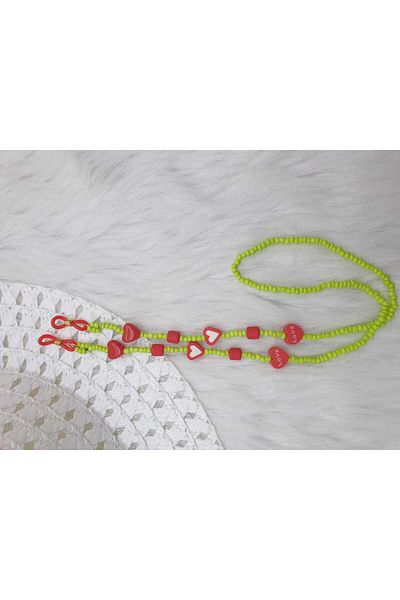 HAPPY HANDMADE Bead Detailed Heart Glasses Chain for Girls - Gift, Card