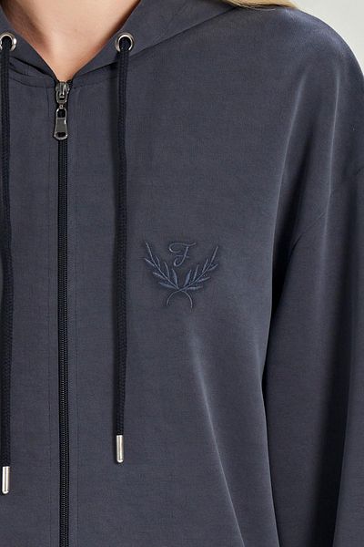 Feyza Anthracite Blue Hooded Women's Tracksuit Set - C8T6N0O5