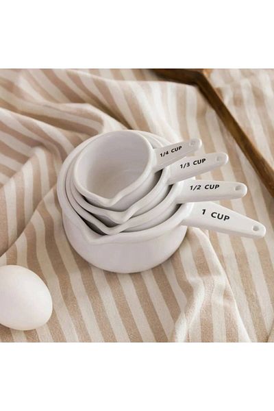 KRD Home White Loza 4-Piece Ceramic Size Set