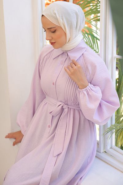 benguen Model 2073 Lilac žebrované šaty