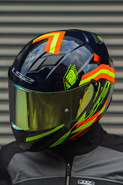 LS2 Stream Evo Reflex Mavi Turuncu Kask + Dahili Bluetooth Kulaklık