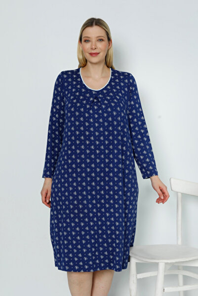 Lagertha by İntensive Cămașă de noapte pentru femei cu mânecă lungă, cu modele, dimensiuni mari