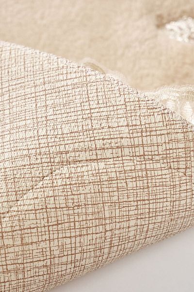 Dekoreko Cotton Lacy 2-Piece Toilet Seat Set Bathroom Mat Set Oval Elaine Cappuccino