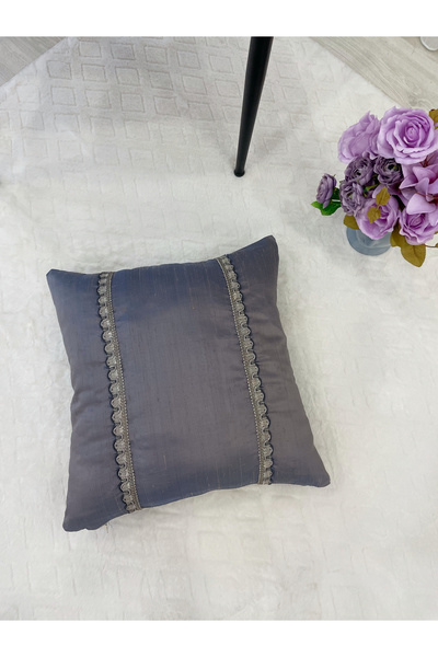 Brillant İthal Ipek (SİLK) Kırlent Yastık Kılıfı Kordonlu 45x45 Mor