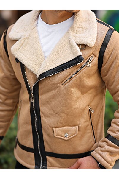 MEECY MAN Чоловіча куртка зі шкіри з гофрованої шкіри