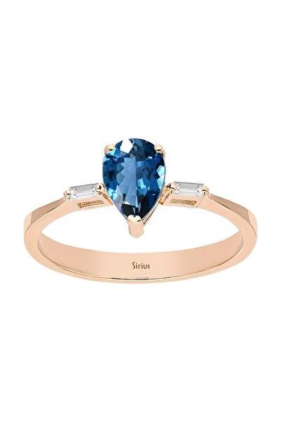 Sirius Pırlanta Baget Pırlanta Ve London Blue Topaz Taşlı Yüzük