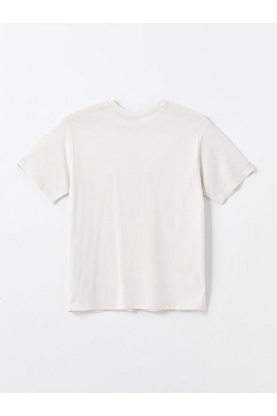 LC Waikiki LCW Oversize-T-Shirt für Damen – Rundhalsausschnitt, bedruckt, kurze Ärmel