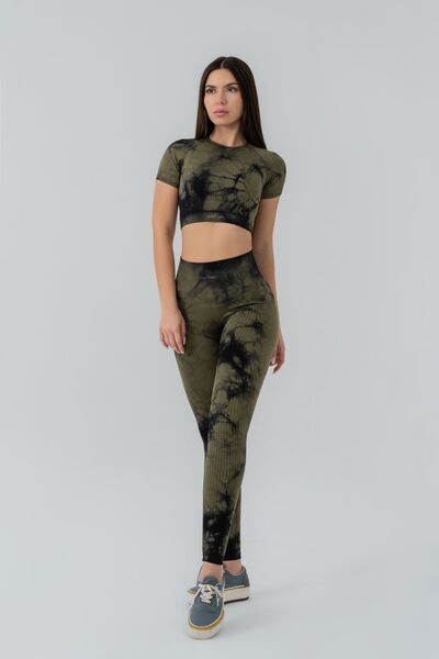 GYMXPRO Bezešvé Gatherer Tie Dye Pattern Crop