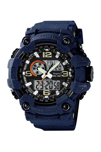 Vegans 1283 Double Clock Silicone Men's Wristwatch