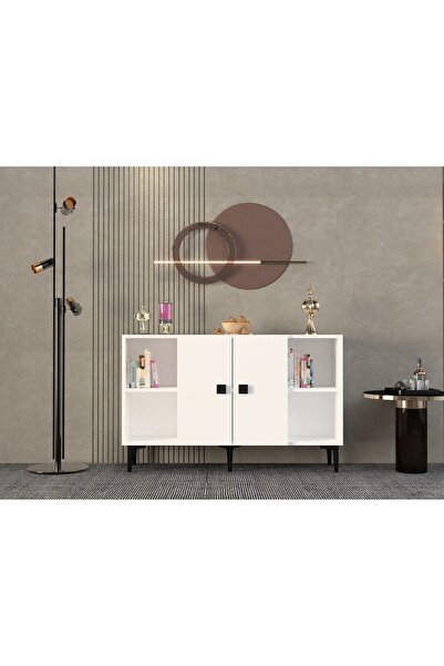 Alina Dizayn RUBY KONSOL BEYAZ VE KAHVE KÖŞESİ, MUTFAK DOLABI, ÇOK AMAÇLI DOLAP